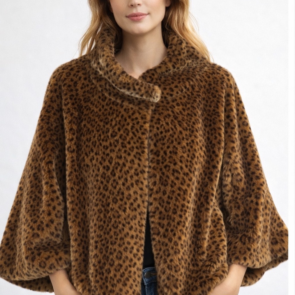 Vintage Leopard Print Faux FurJacket Etxart & Panno from Spain. Womens small EUC